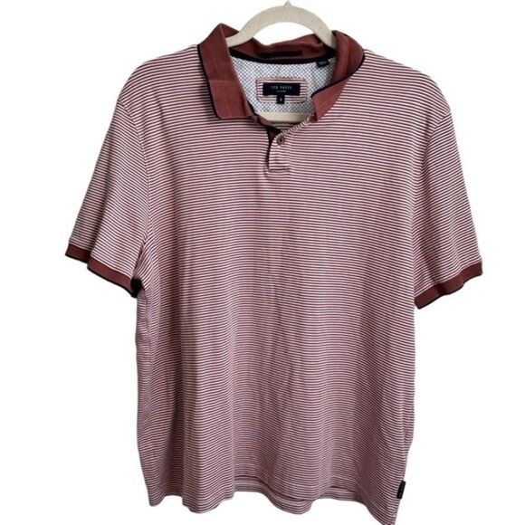 Ted Baker Men's Medium Gingen Trim Fit Stripe Short Sleeve Polo Shirt - Picture 1 of 12